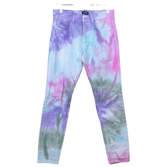 Boohoo Man Mens Jeans Multicolored Tye Dye Denim Skinny 100% Cotton 30 - Picture 1 of 11